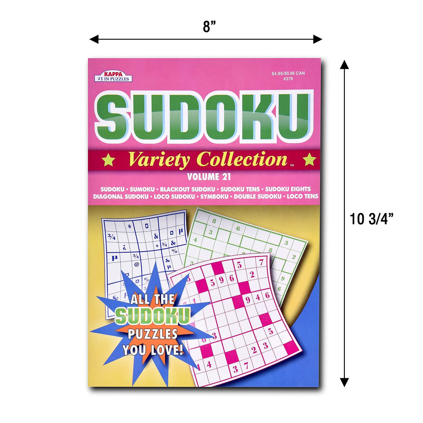 4-Pack 350+ Sudoku Puzzle Books for Adults & Seniors – Brain Stimulation Variety Pack with Tips & Tricks, Large 8x10 & 5x8 Combo