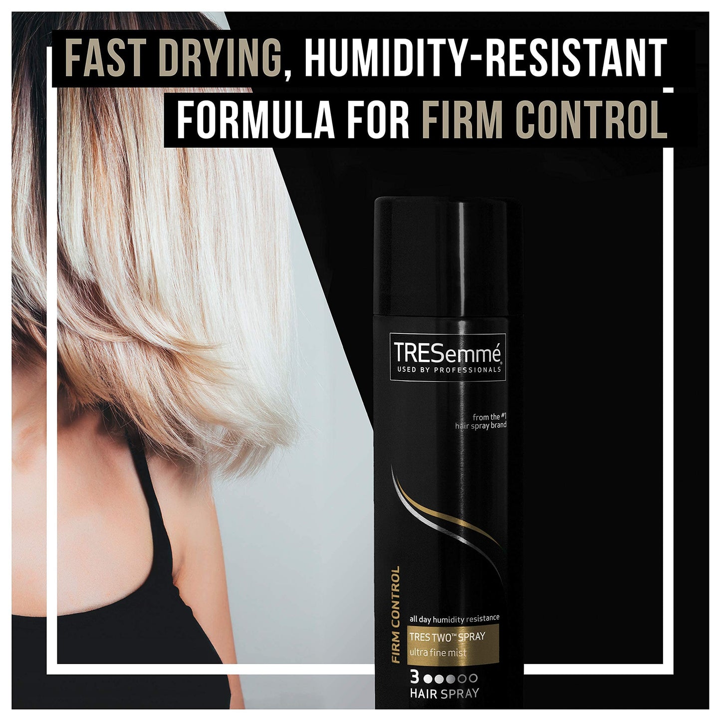 Firm Control Hair Spray Bottle - Anti Frizz Spray for All Hair Texture | All Day Humidity Control Hairspray for Women with Ultra Fine Mist & Floral