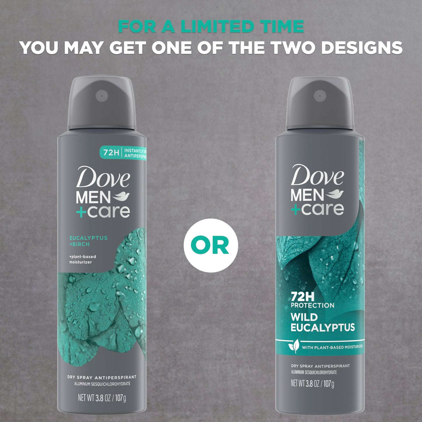Dove Men+Care Antiperspirant Dry Spray 72H Protection Eucalyptus + Birch With a Plant-Based moisturizer 3.8 OZ
