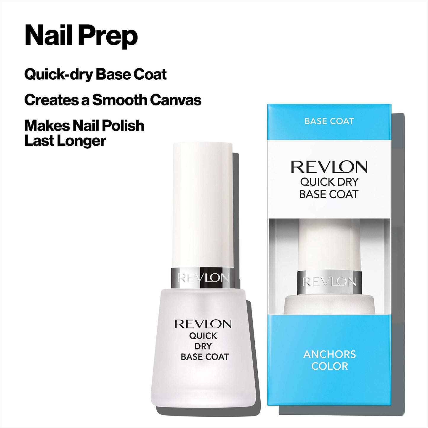 Revlon Base Coat Nail Polish, Quick Dry Nail Polish, Chip Resistant & Longwear Formula, High Shine Finish, Quick Dry Base Coat, Clear, 0.5 Fl Oz
