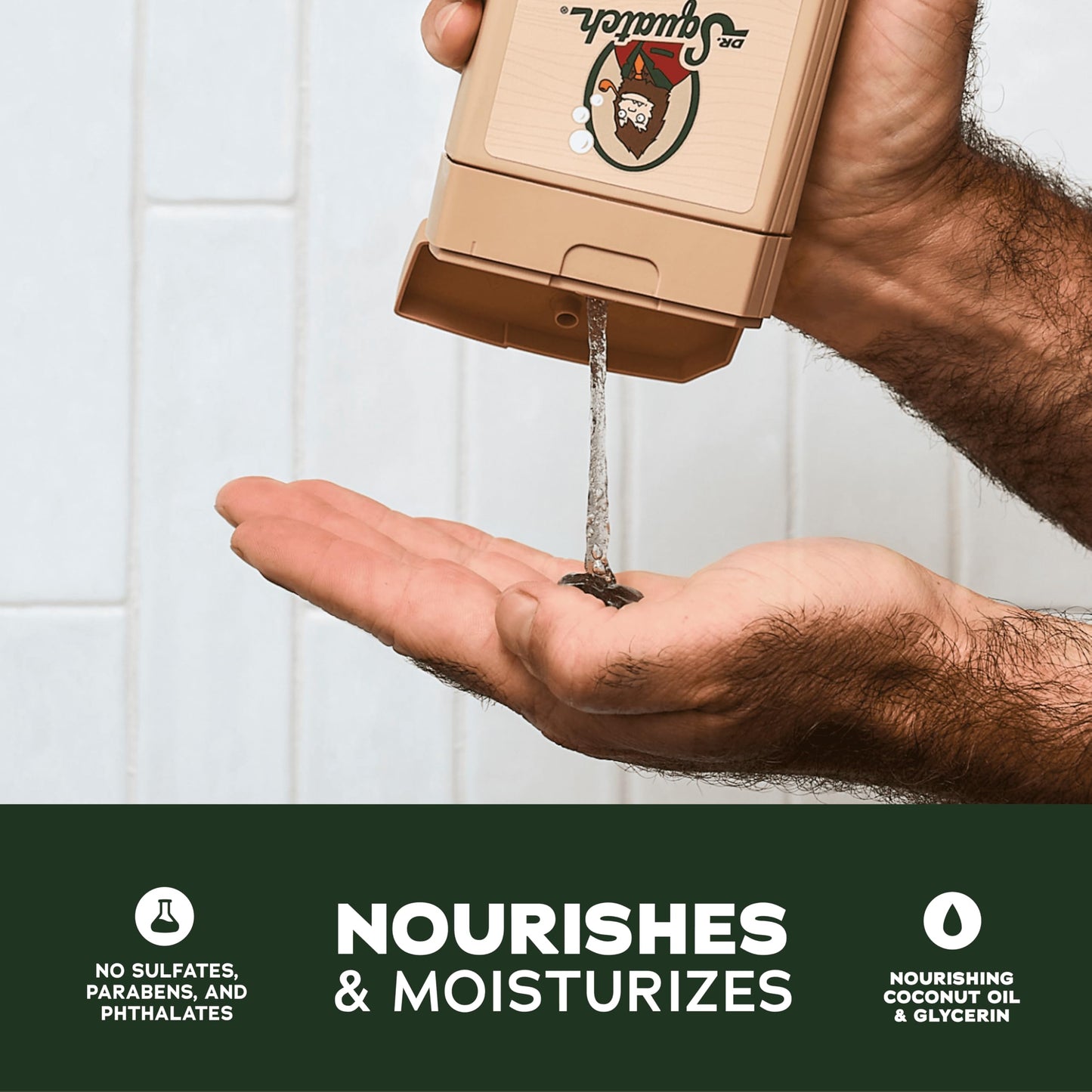Dr. Squatch NEW Body Wash for Men with Nourishing, Natural Ingredients | No Paraben, Phthalate, Sulfate | All Day Moisture | Long Lasting Scent | Pine