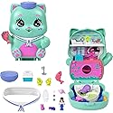 Polly Pocket Dolls and Playset, Set Sail Kitty Compact, Travel Toy with 1 Micro Doll, Pet Cats, Food & Fashion Styling Accessories