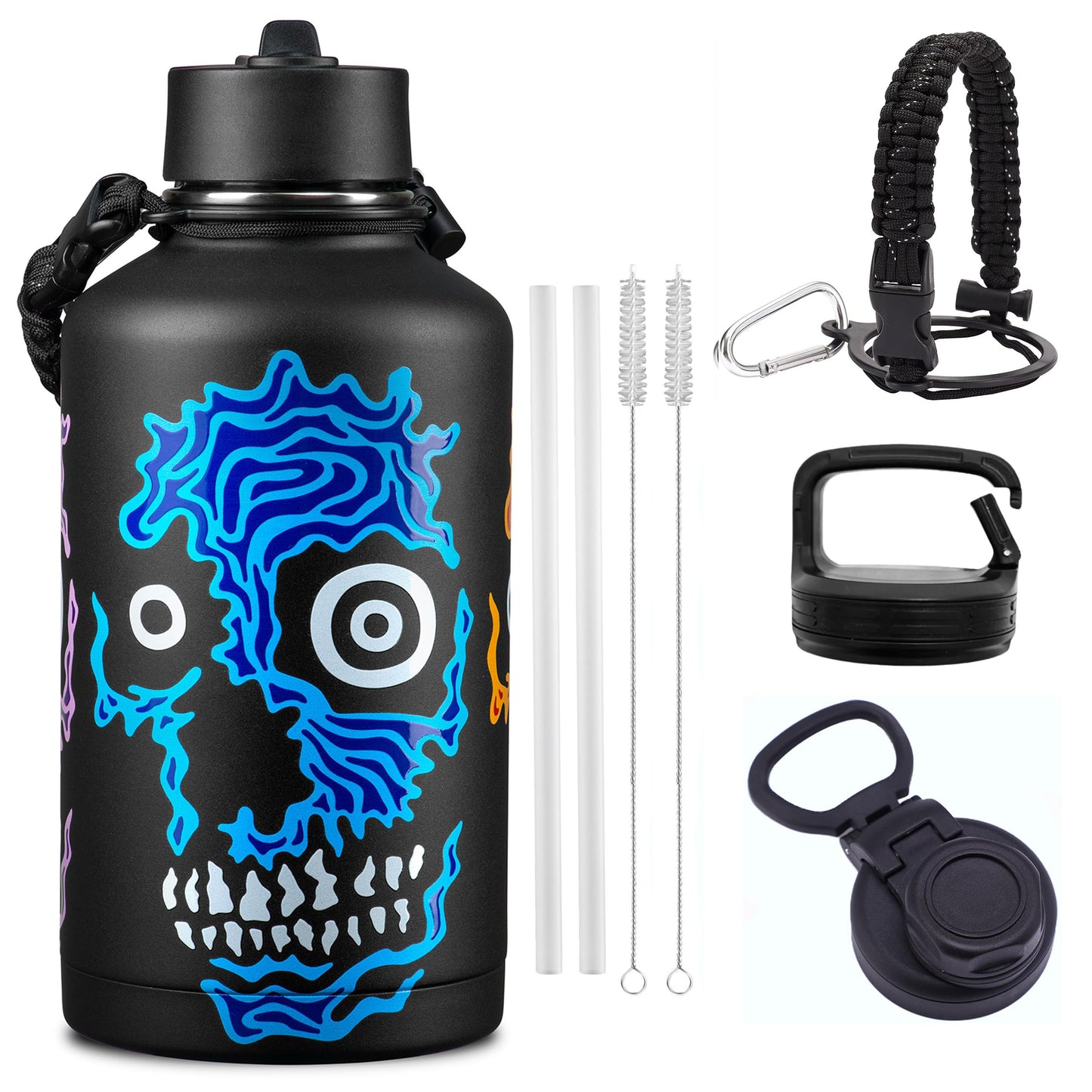 URBANCAN 64 oz Insulated Water Bottle with Straw, Chug & Cap Lids - Drink In Style with Stainless Steel Water Bottles for Sports, Gym & Travel…