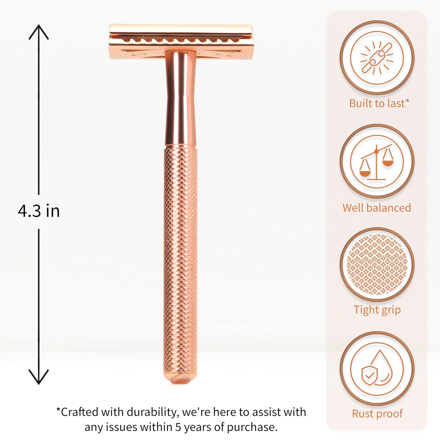 Bambaw Safety Razor for Women with 5 Double Edge Blades, Double Edge Razor, Single Blade Razors for Women and Men, Reusable & Plastic Free - Rose Gold Beauty and Personal Care Bambaw
