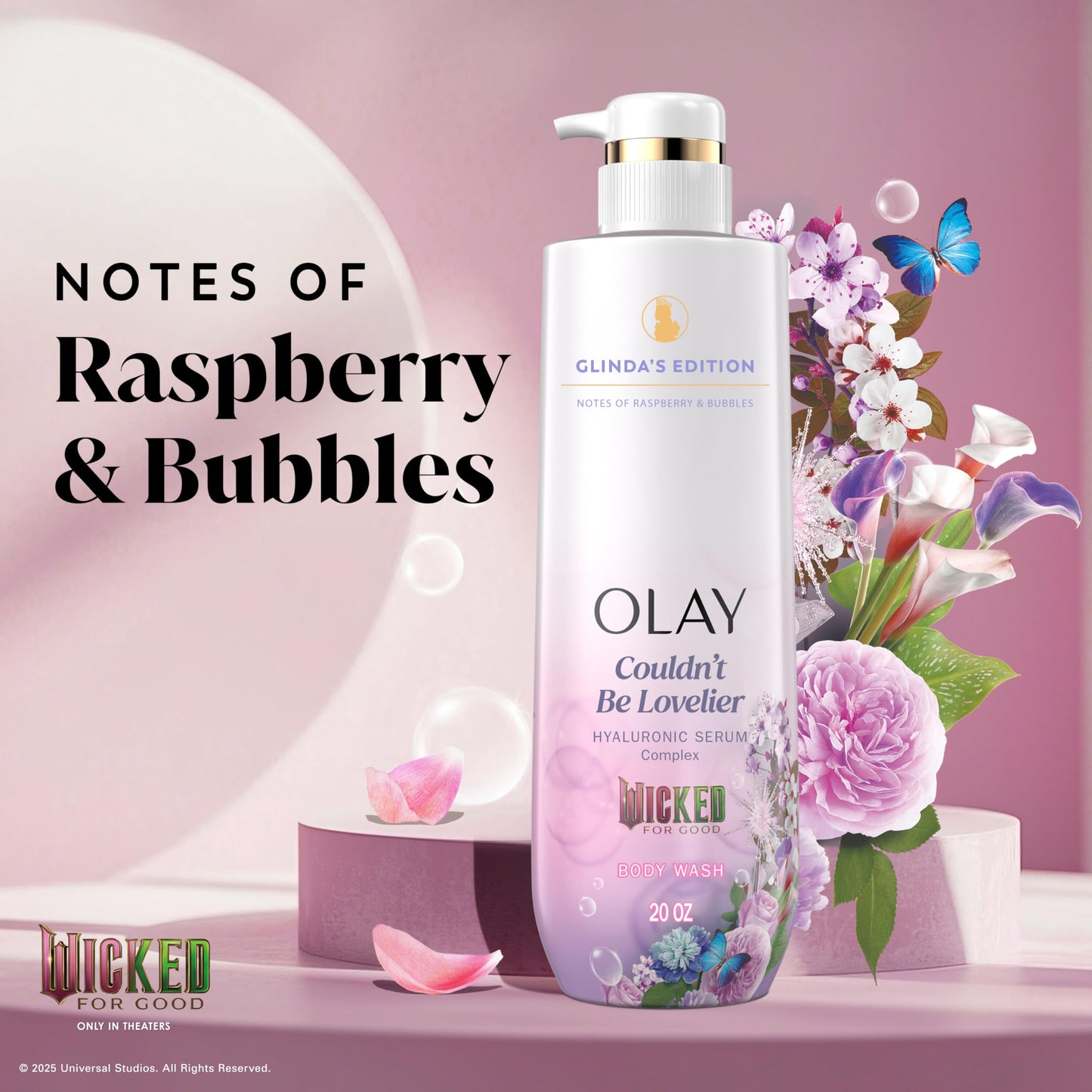 Olay Body Wash for Women, Couldn't Be Lovelier Glinda's Edition, Intensely Hydrating & Renewing, Pro-Hyaluronic Acid Serum & Vitamin B3, All Skin