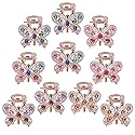 QXUJI 10PCS Rhinestone Hair Claw Jaw Clips, Crystal Metal No-slip Hair Grip Clamps, Mini Butterfly Bangs Clip Bow Hair Claw Gripper, for Women Girls
