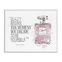 Stupell Industries Beauty Begins Fashion Perfume, Design by Amanda Greenwood White Framed Wall Art, 16 x 20, Pink