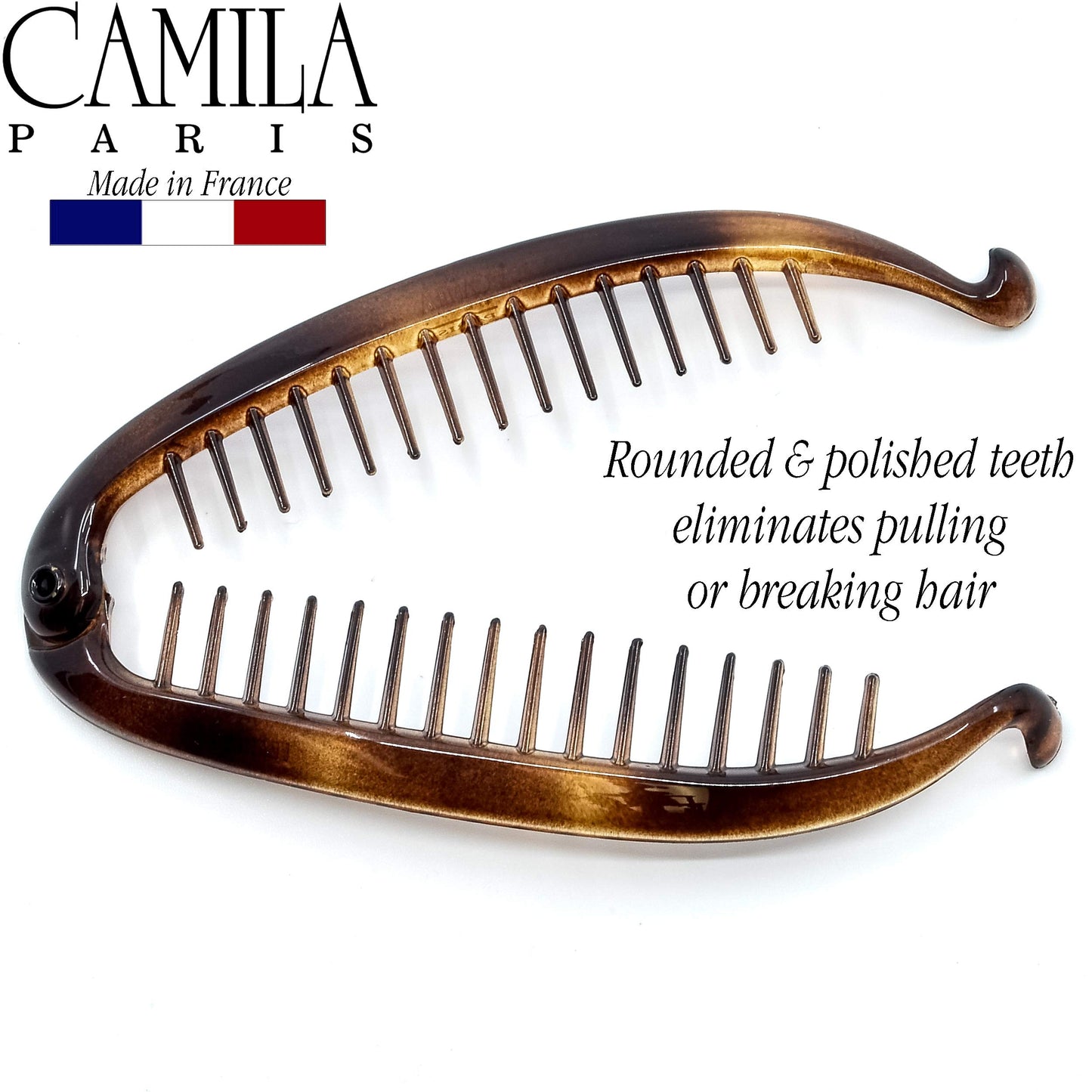 Camila Paris CP5 4.5 inch French Banana Clip Hair Comb Classic Girls Updo Flexible Ponytail Holder Interlocking Banana Combs, Fashion Durable Styling