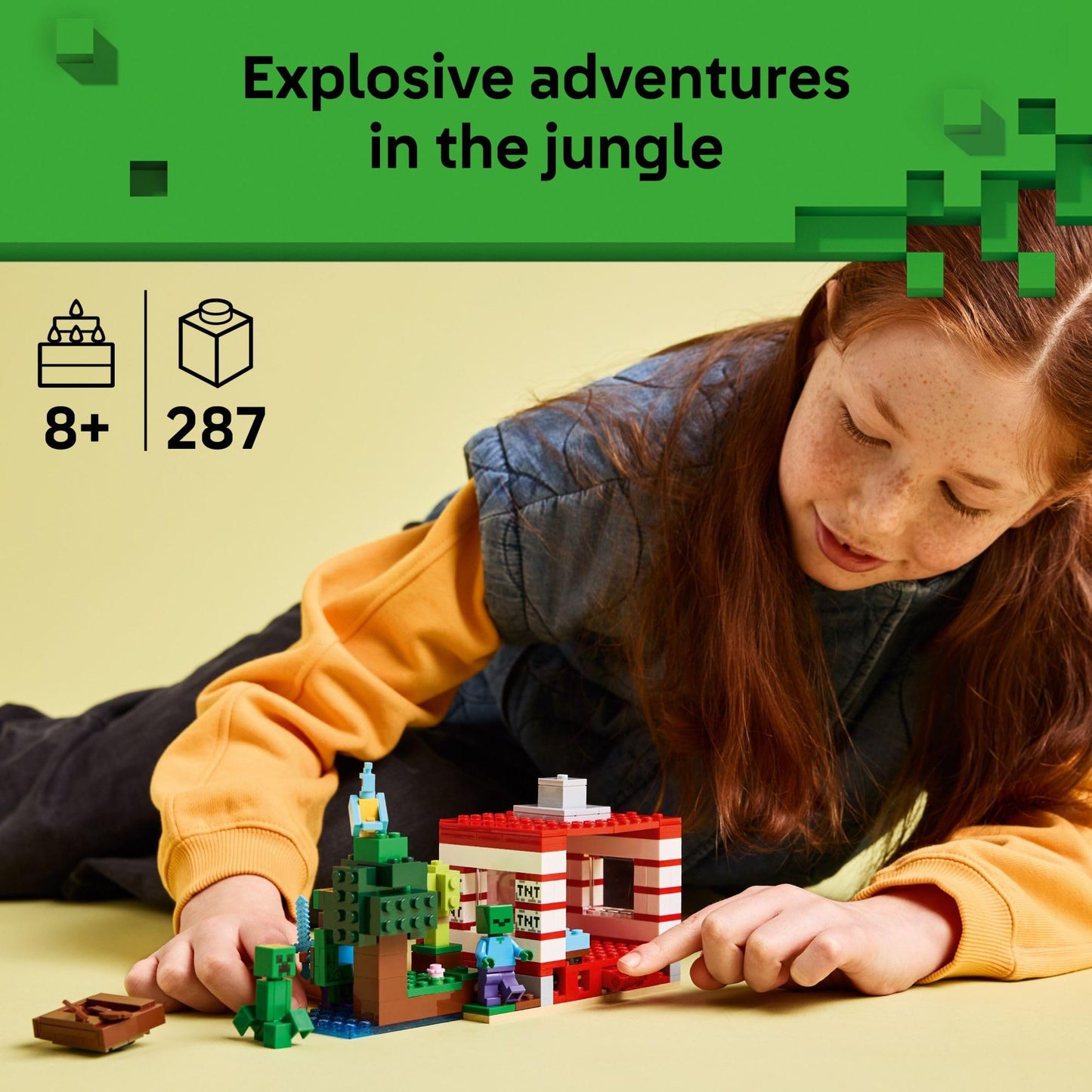 LEGO Minecraft The TNT Jungle House 21275, Collectible Building Toy for Kids Ages 8+, Pretend Play Set & Birthday Gift for Video Game Fans