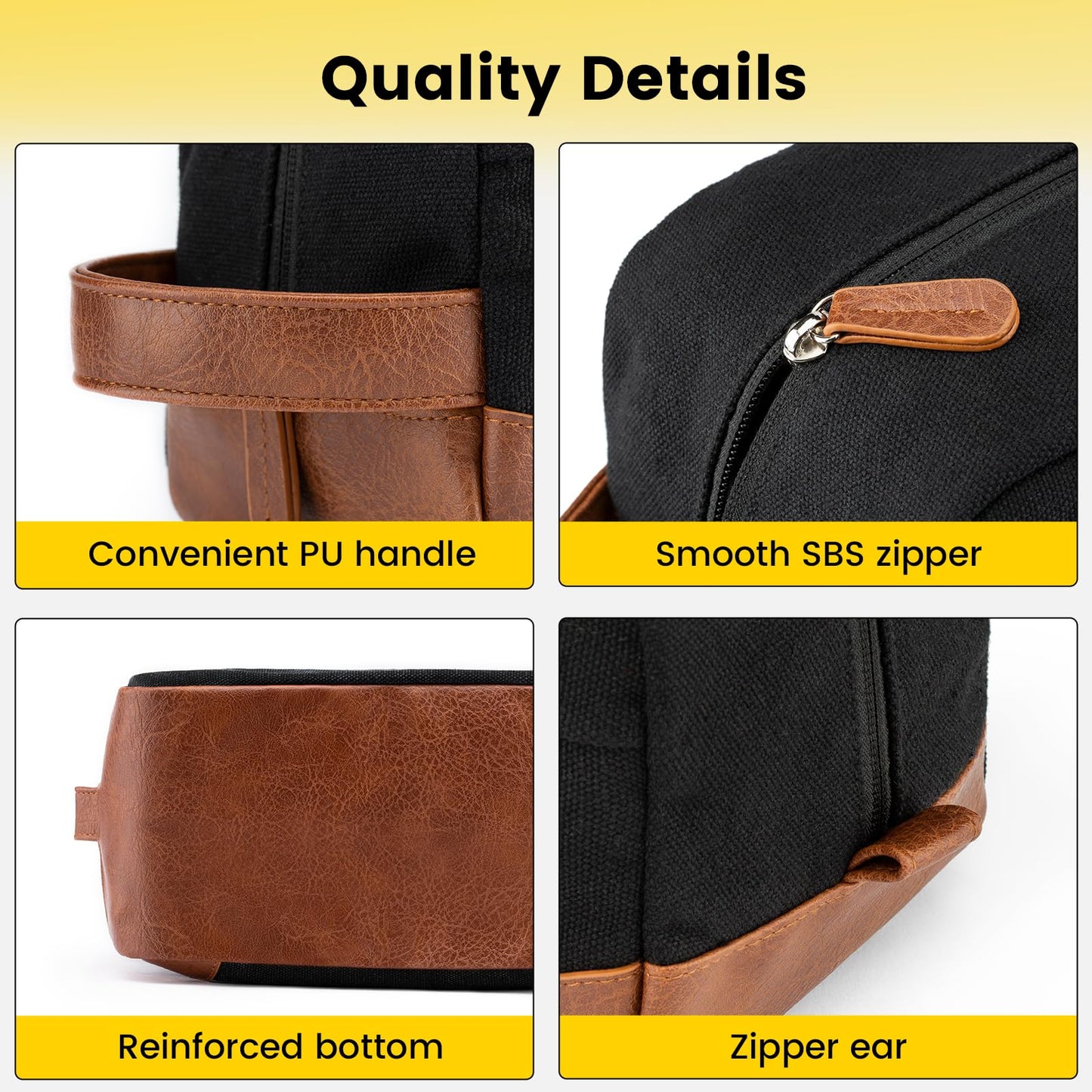 Vorspack Large Travel Toiletry Bag - Hanging Toiletry Bag for Men Water Resistant Canvas Shaving Bag with Large Capacity for Home Travel - Black Beauty and Personal Care Vorspack