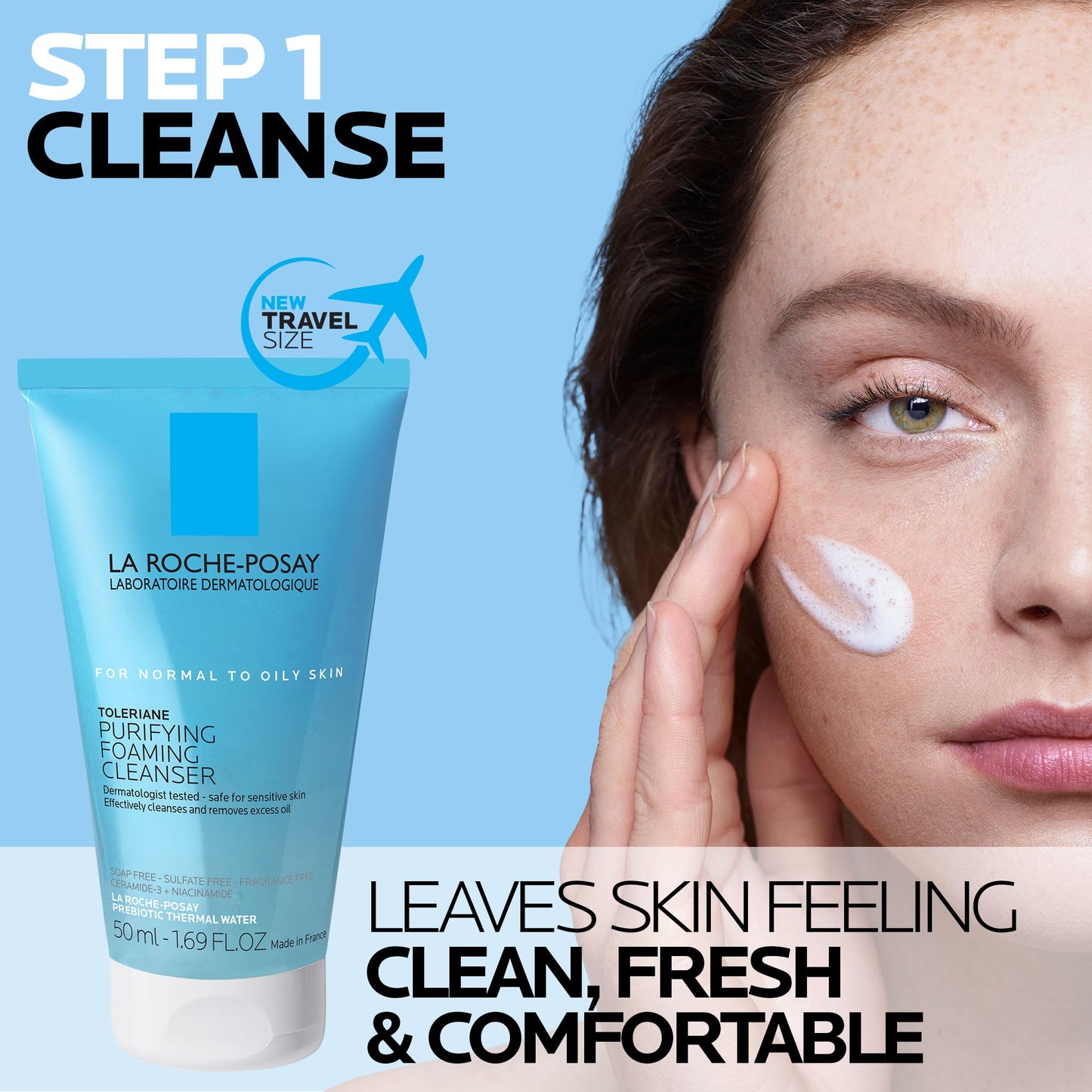 La Roche-Posay Toleraine Skin Care Set, Double Repair Face Moisturizer 100ml & Purifying Foaming Facial Cleanser 50ml, Oil Free Moisturizer & Face Beauty and Personal Care La Roche-Posay