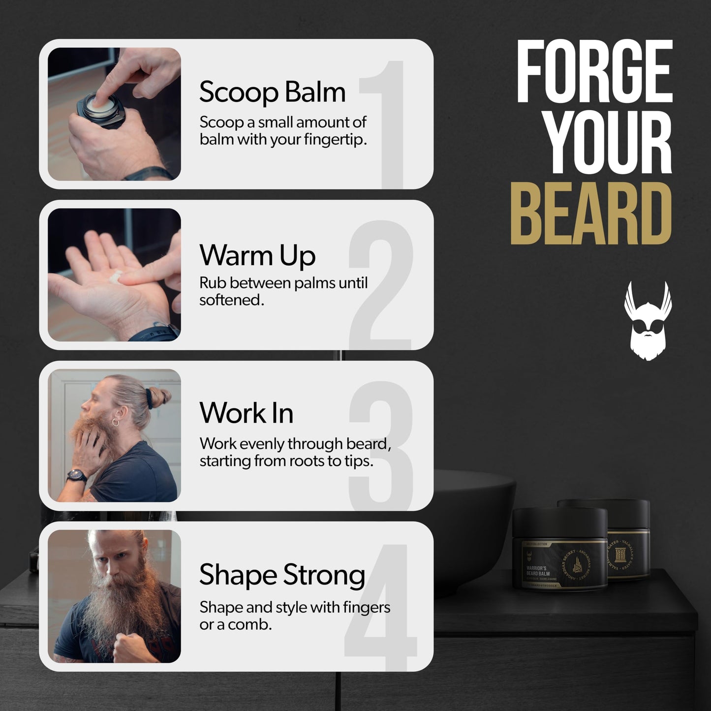 The Beard Struggle Warrior’s Beard Balm - Gold Collection, Valhalla's Gates - Non-Greasy Low-Hold Formula, Luxurious Cologne-Grade Fragrances 100% Beauty and Personal Care The Beard Struggle