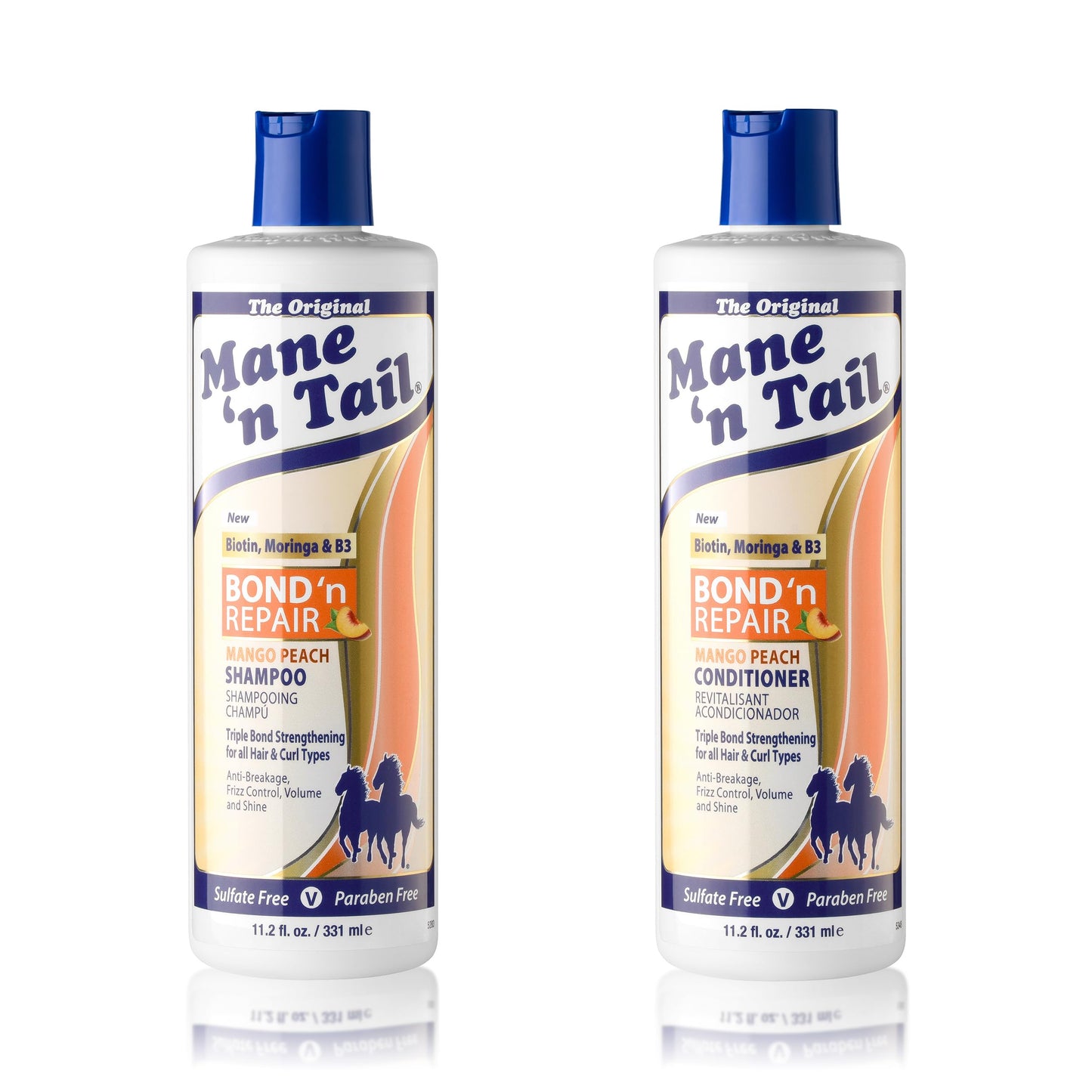 Mane ’n Tail Bond ’n Repair Shampoo & Conditioner Set, Sulfate-Free Strengthening Hair Care System, Anti-Breakage & Frizz Control, Triple Bond Repair