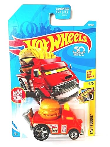 Hot Wheels 2018 50th Anniversary Fast Foodie Buns of Steel (Cheeseburger Car) 73/365, Orange