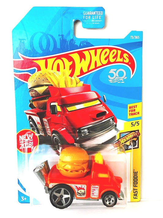 Hot Wheels 2018 50th Anniversary Fast Foodie Buns of Steel (Cheeseburger Car) 73/365, Orange