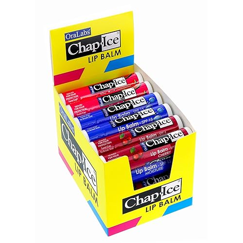 Chap-Ice® | Premium and Traditional Lip Balm for Chapped, Dry, or Windburned Lips | 3 Flavor Assorted (SPF-15) - Cherry, Moisture & Watermelon - 24