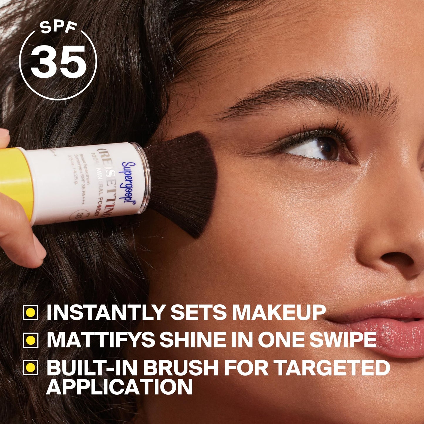 Supergoop! (Re)setting 100% Mineral Powder For Makeup, Translucent - 0.15 oz - Broad Spectrum SPF 35 PA+++ Sunscreen - With Ceramides, Olive