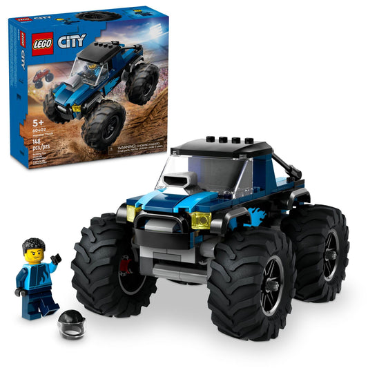 LEGO City Blue Monster Truck 60402, Off-Road Toy with Driver Minifigure, Fun Buildable Playset Gift for Kids, Boys & Girls Ages 5+
