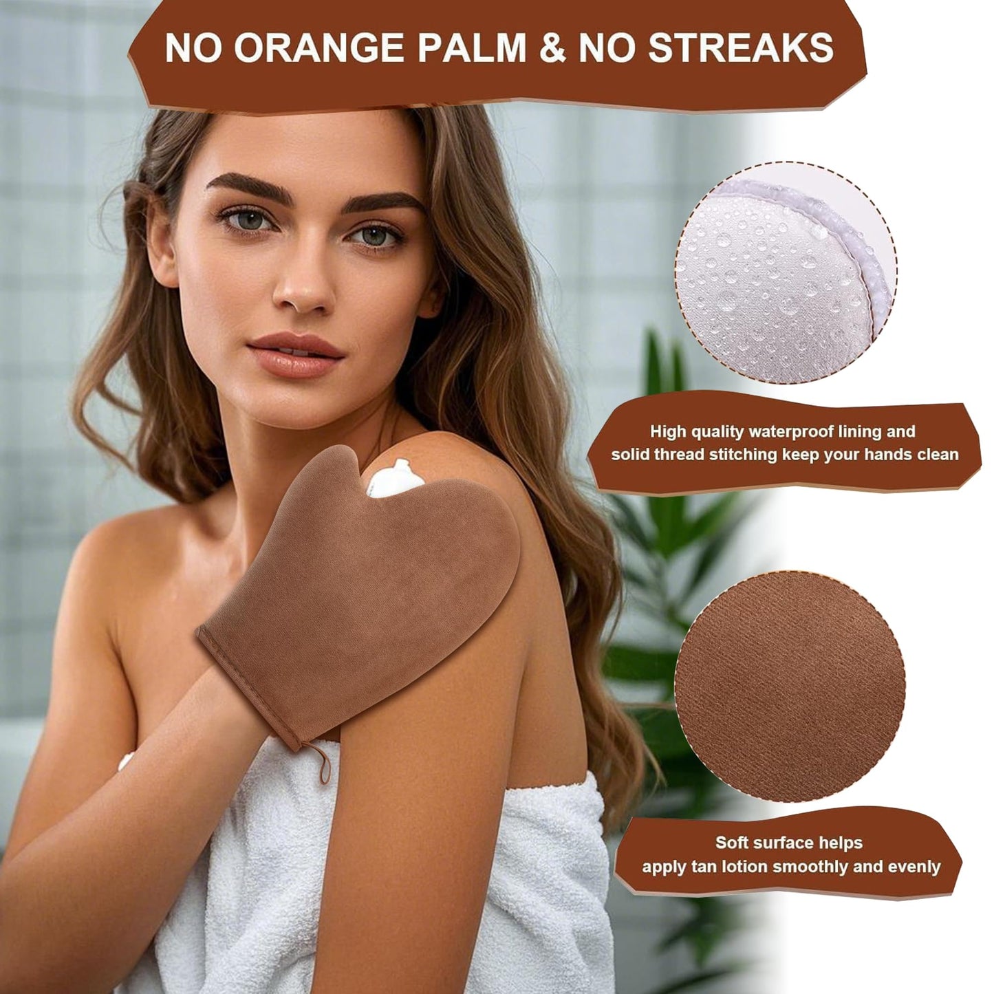 4 in 1 Luxury Velvet Tanning Mitt Self Tanning Mitt Applicator Self Tanner Brush Self Tanner Back Applicator Self Tanner Mitt Tanning Brush Tanning Beauty and Personal Care ANSPHIE