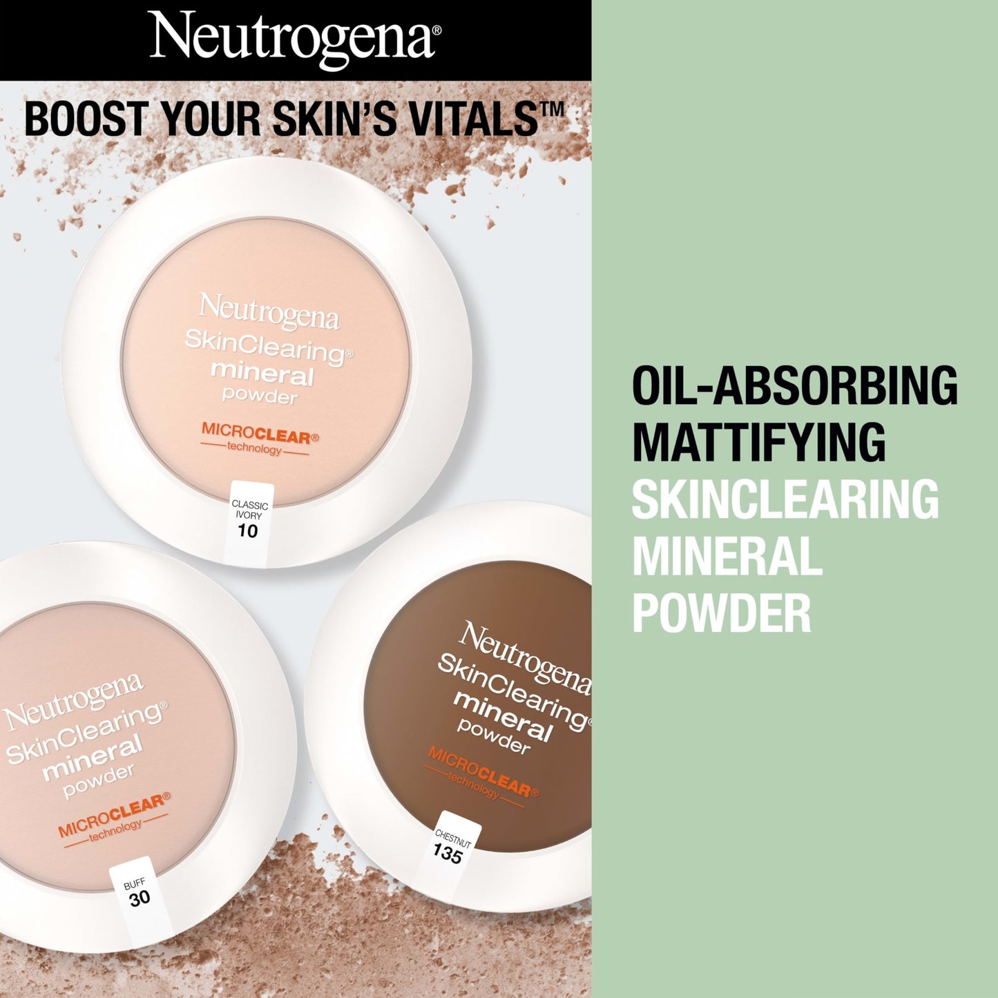 Neutrogena SkinClearing Pressed Mineral Powder Compact for Acne Prone Skin, Oil Absorbing Acne Makeup with Salicylic Acid helps to Cover, Treat