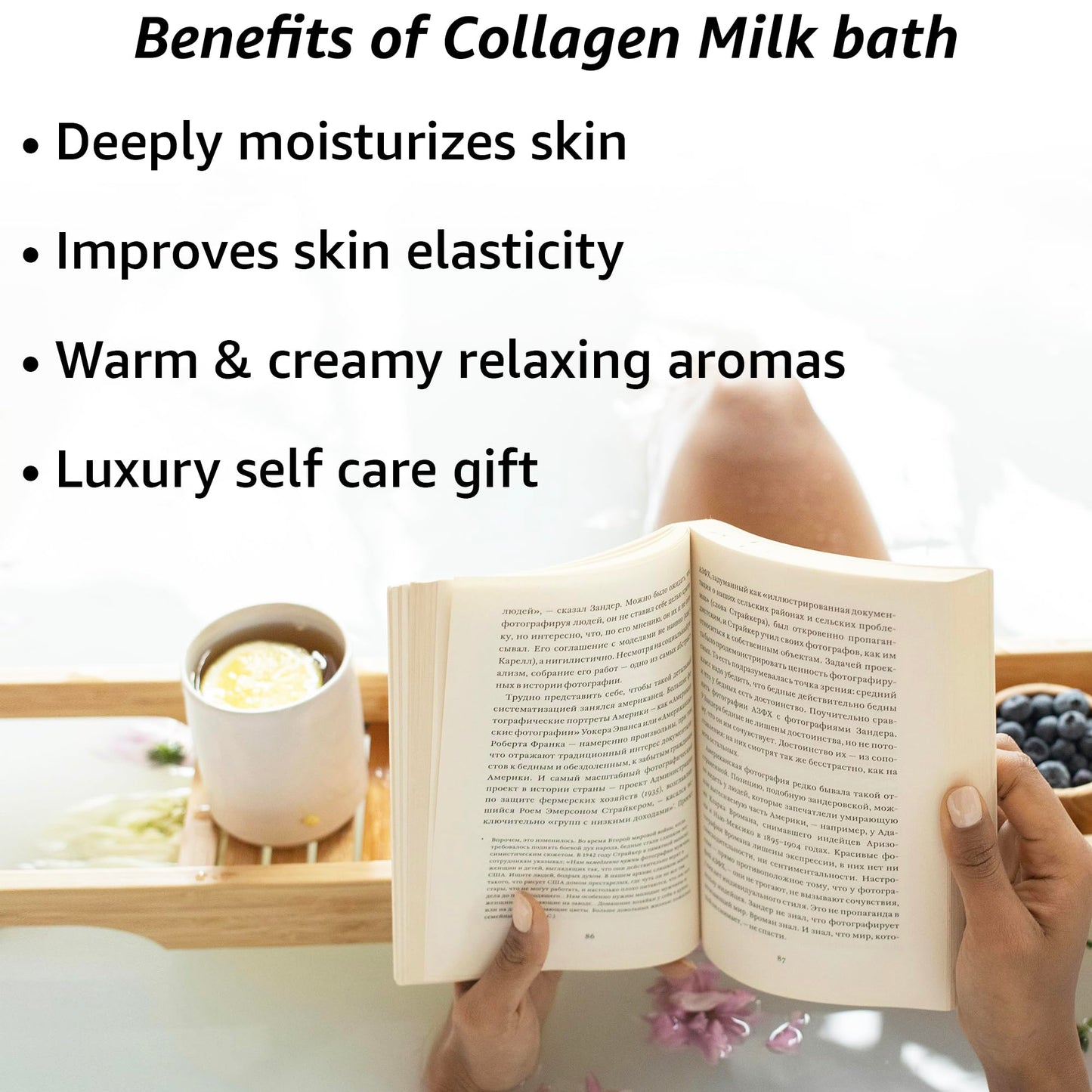 Creamy Coconut Collagen Milk Bath Soak Powder Moisturize & Soften Skin - Vanilla Jasmine Luxury Spa Bubble Bath Salt Mother's Birthday Christmas
