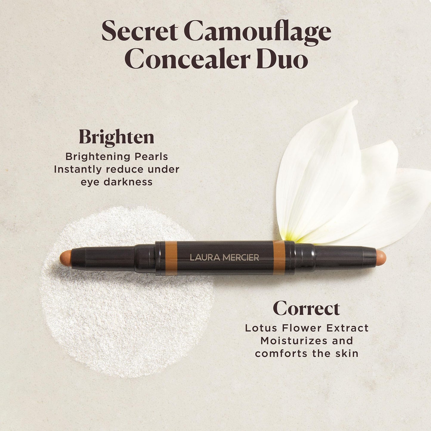Laura Mercier Secret Camouflage Brighten and Correct Duo, 2-in-1 Face and Under Eye Concealer Stick, Blurs Imperfections and Reduces Appearance