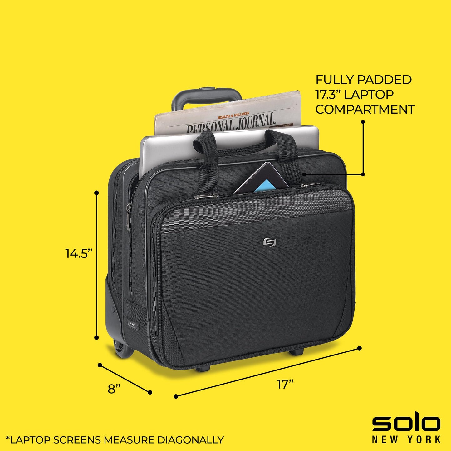 Solo New York Rolling Catalog Case with Wheels - Roller Laptop Bag, Wheeled Briefcase for Women & Men, Carry On Size for Travel, Fits 17.3" Computer