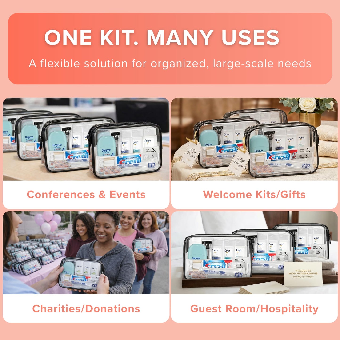 TrekTote 5 Pack Women’s Bulk Hygiene Kits - 12-Piece Premium Brand-Name Travel Size Toiletries, TSA Compliant, Pre-Assembled for Shelters, Schools Beauty and Personal Care TREKTOTE