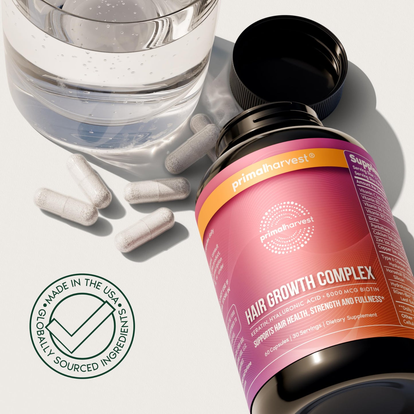 Primal Harvest Hair Growth Complex - Daily Supplement, Gluten & Dairy Free Beauty and Personal Care Primal Harvest