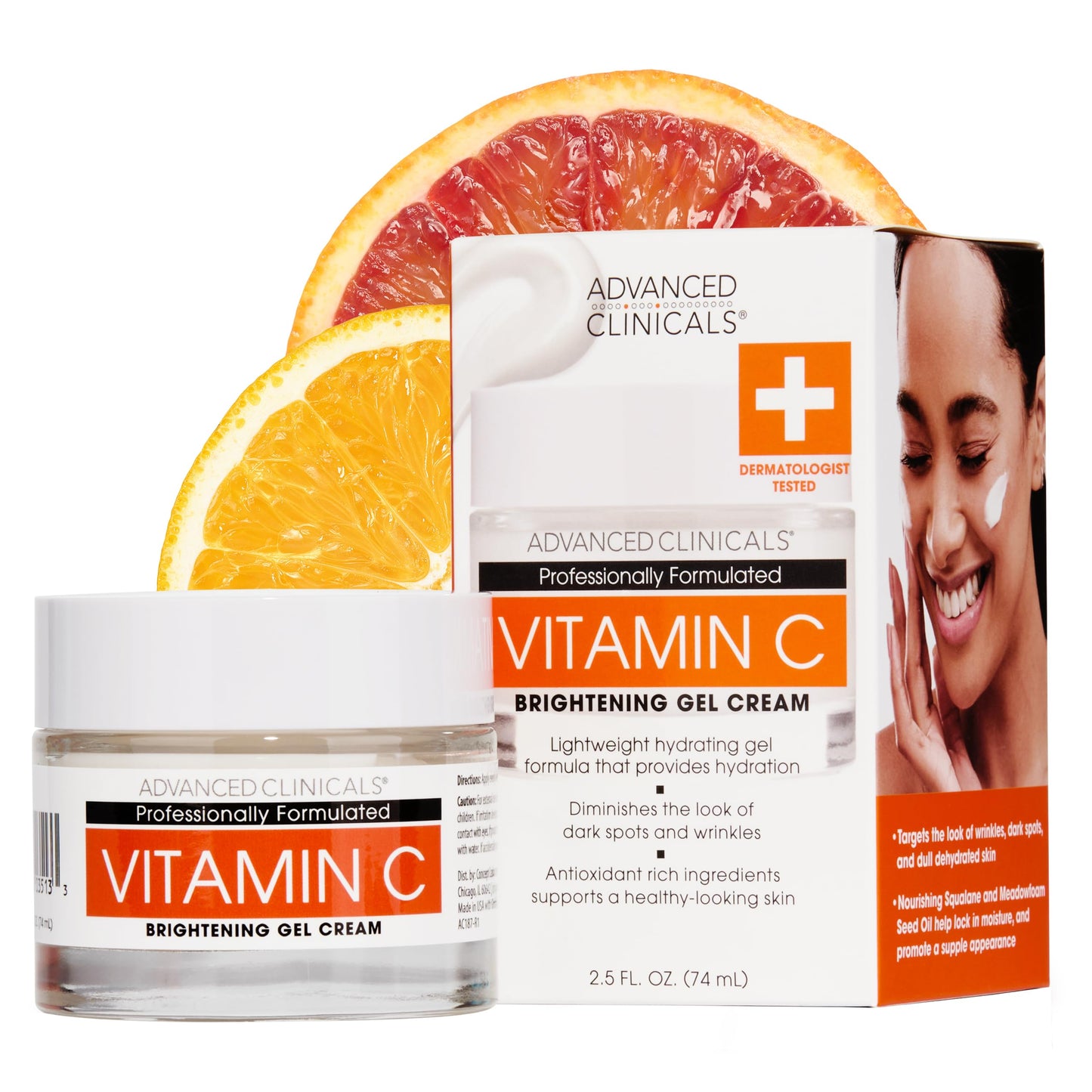 Advanced Clinicals Brightening Vitamin C Face Cream Gel With Niacinamide + Hyaluronic Acid | Vitamin C Moisturizer Lotion For Face Visibly Diminishes