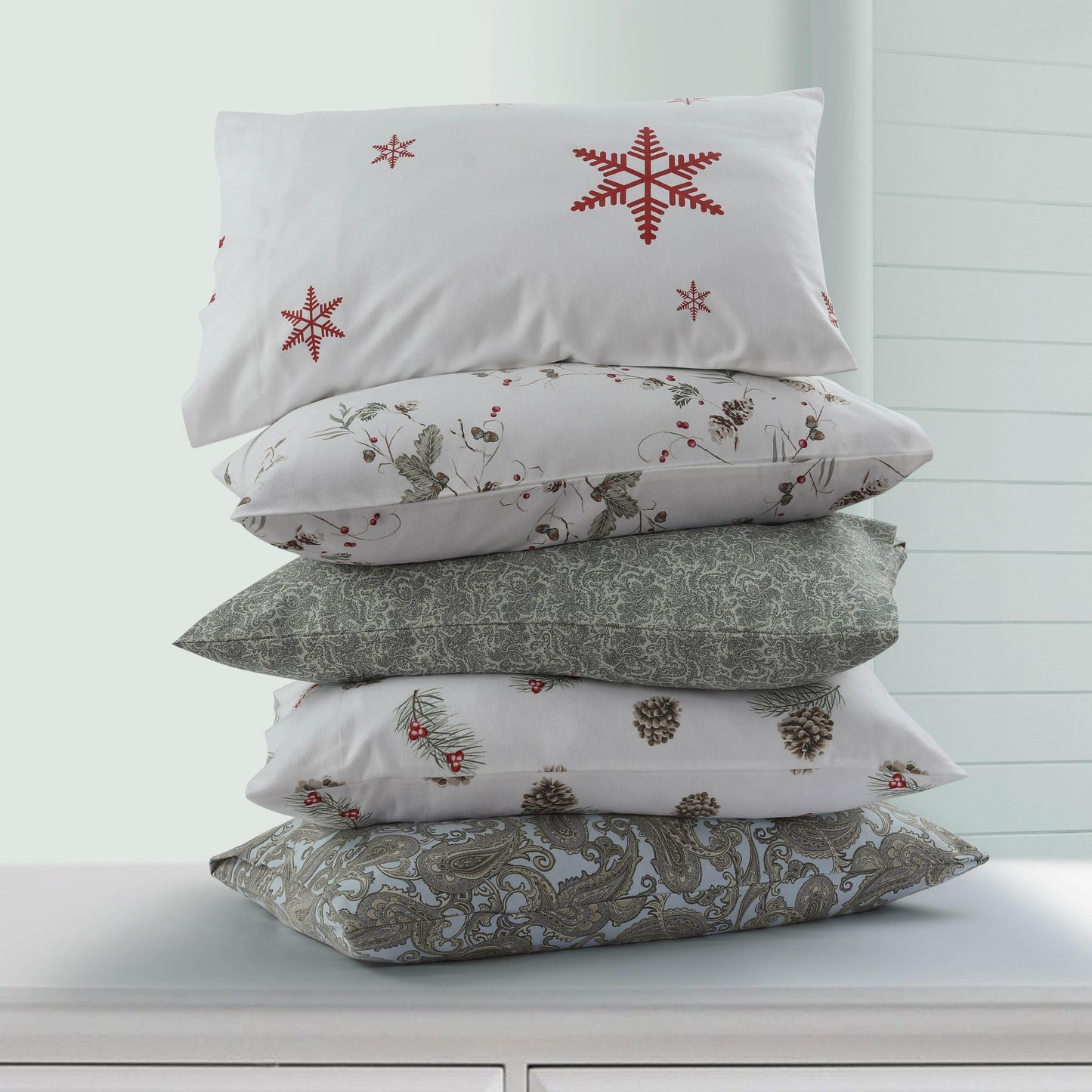 Tribeca Living 100% Cotton King Pillowcase Set, Ultra-Soft Portuguese Flannel Bedding, Envelope Closure, 170-GSM Cozy Flannel, Two Pillowcases,