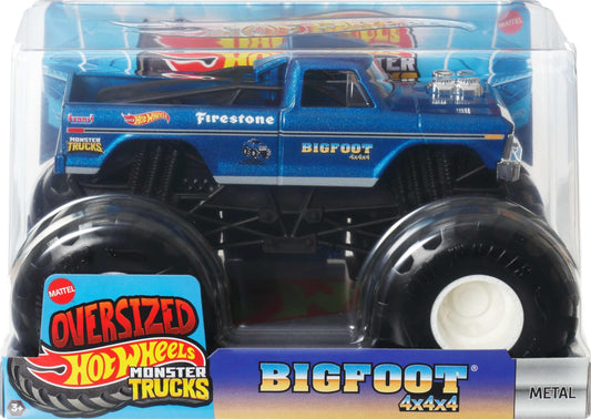 Hot Wheels Monster Trucks, Oversized Monster Truck, 1:24 Scale Die-Cast Toy Truck with Giant Wheels and Cool Designs
