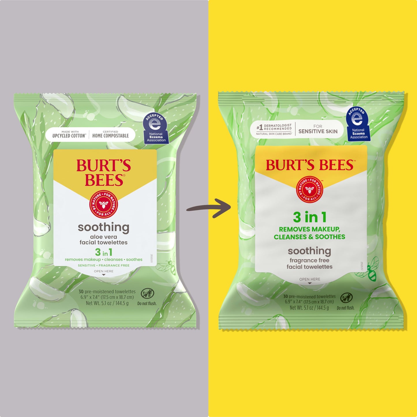 Burt’s Bees Soothing, Fragrance Free Facial Towelettes for Sensitive Skin, Aloe Vera, 100% Plant Based Cloths; 99% Natural Origin; Removes Makeup