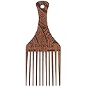 AFROPICK Wood Hair Pick for Long, Thick, Curly, & Afro Hair (Engraved Brown)