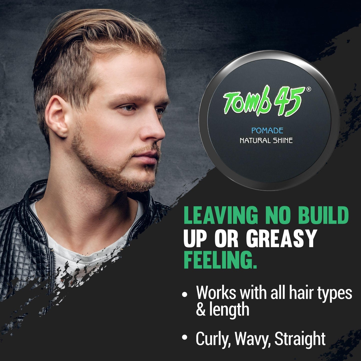 Tomb 45 Hair Styling Pomade - Strong Hold and High Shine for a Sleek Look - Long Lasting Control for All Hair Types - Easy to Apply