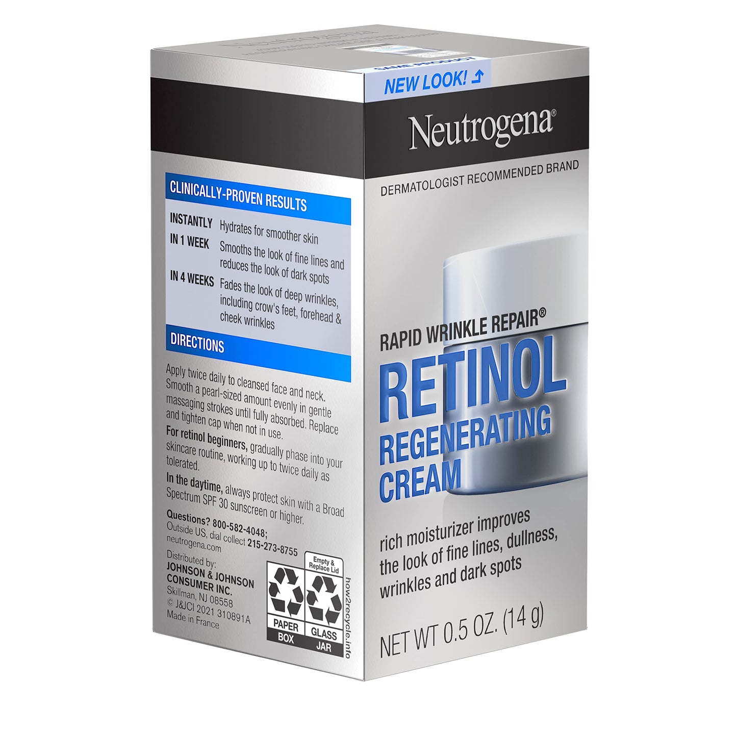 Neutrogena Rapid Wrinkle Repair Retinol & Hyaluronic Acid Face Cream, Mini Size, 0.5 oz (Pack of 2)