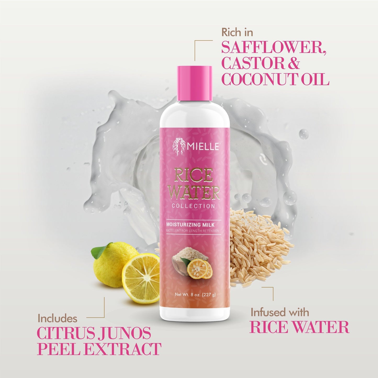 Mielle Rice Water Moisturizing Hair Milk For Curly, Kinky or Wavy Hair (8oz)
