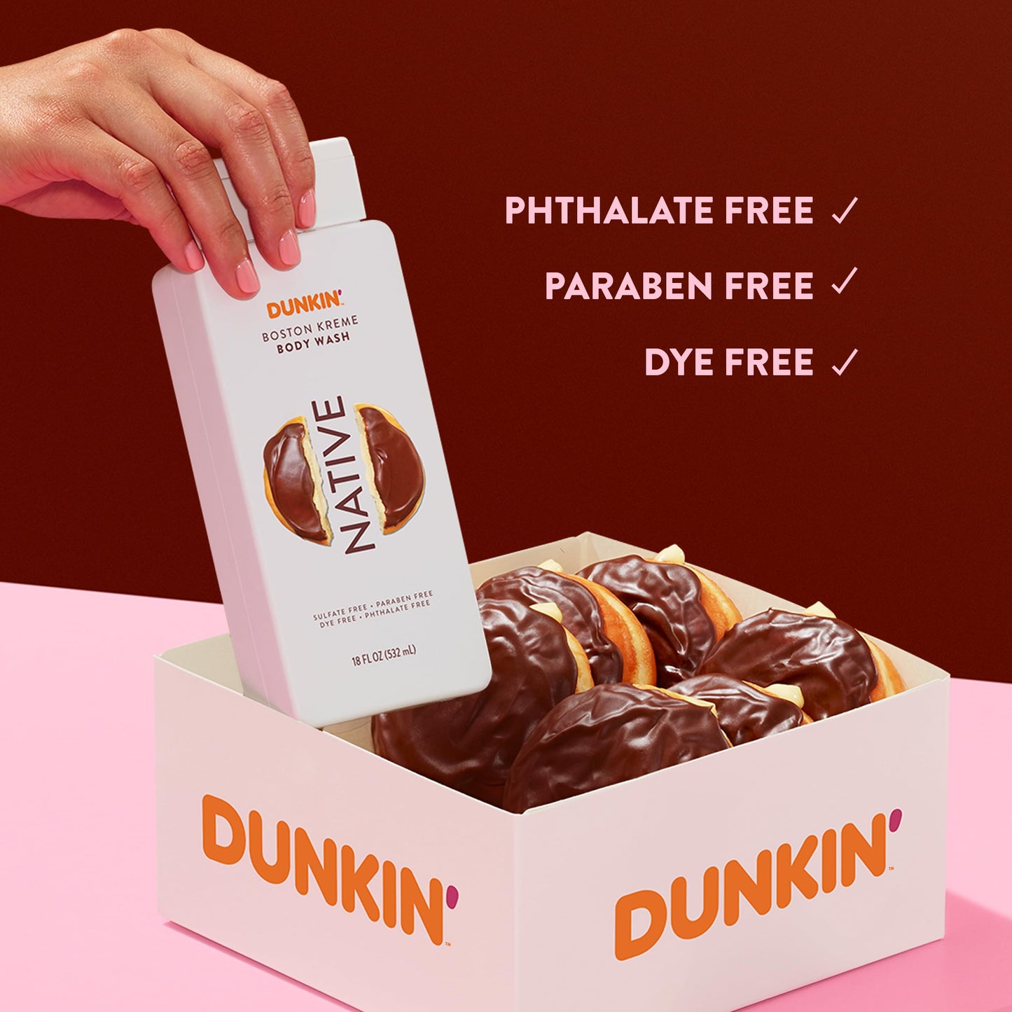 Native Body Wash, Dunkin Boston Kreme, Contains Naturally Derived Ingredients | For Women & Men, Sulfate, Paraben, & Dye Free Leaving Skin Soft