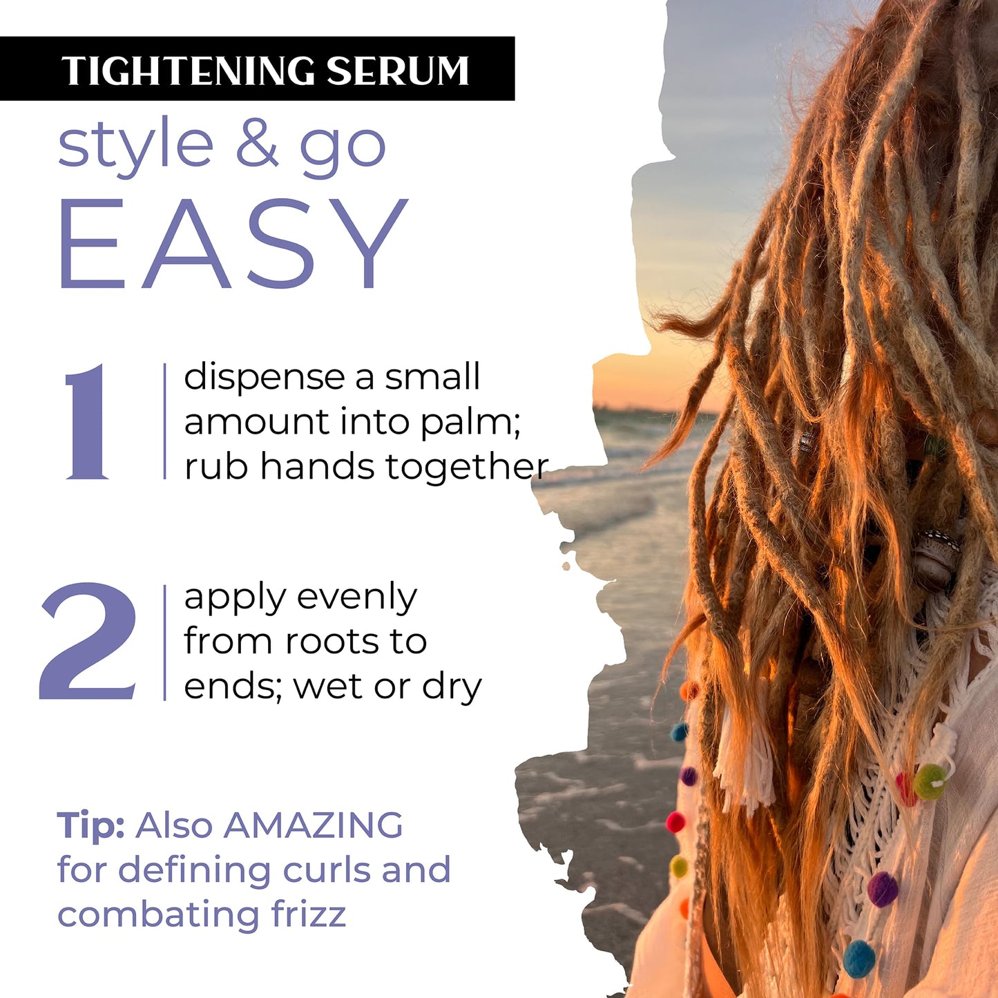 Dollylocks Tightening Serum - Dreadlock Tightening Serum & Residue-Free Loc Gel, Plant-Based, Vegan & pH-Balanced (Nag Champa Scent, 4oz)