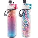 O2COOL Arctic Squeeze Insulated Mist 'N Sip Water Bottle | 2 Pack- 20 oz | BPA Free, 2-in-1 Mist and Sip Function w/No Leak Pull Top Spout (Ras