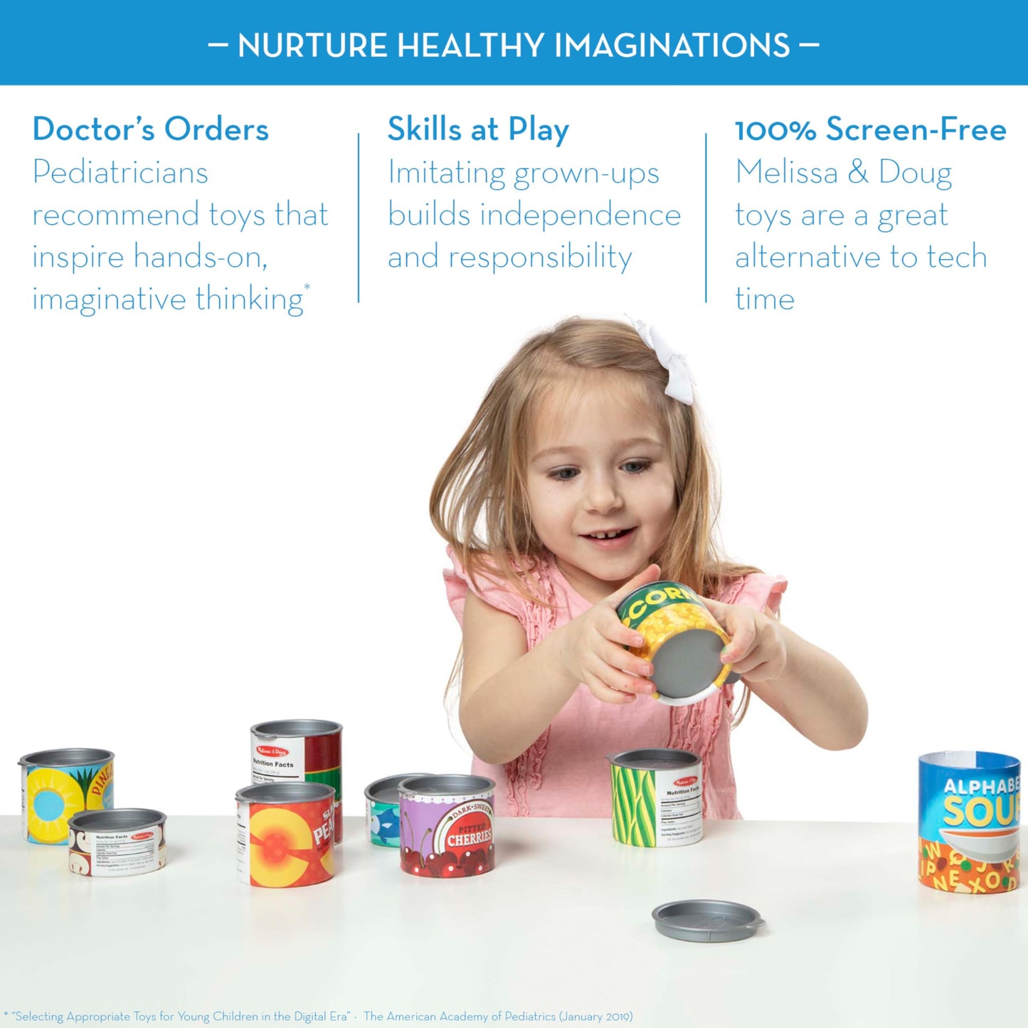 Melissa & Doug Let's Play House! Grocery Cans Play Food Kitchen Accessory - 10 Stackable Cans with Removable Lids