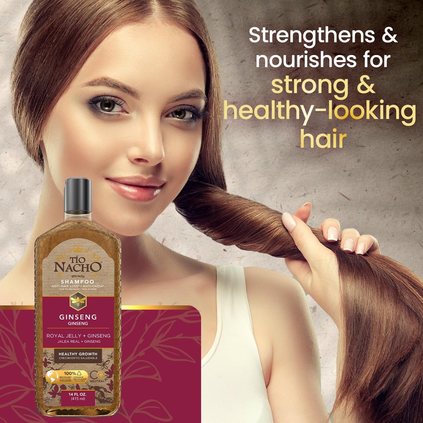 Tio Nacho Ginseng Shampoo with Royal Jelly, Herbal Hair Growth Shampoo for Stronger, Healthier Hair, Ginseng and Natural Extracts for Nourished