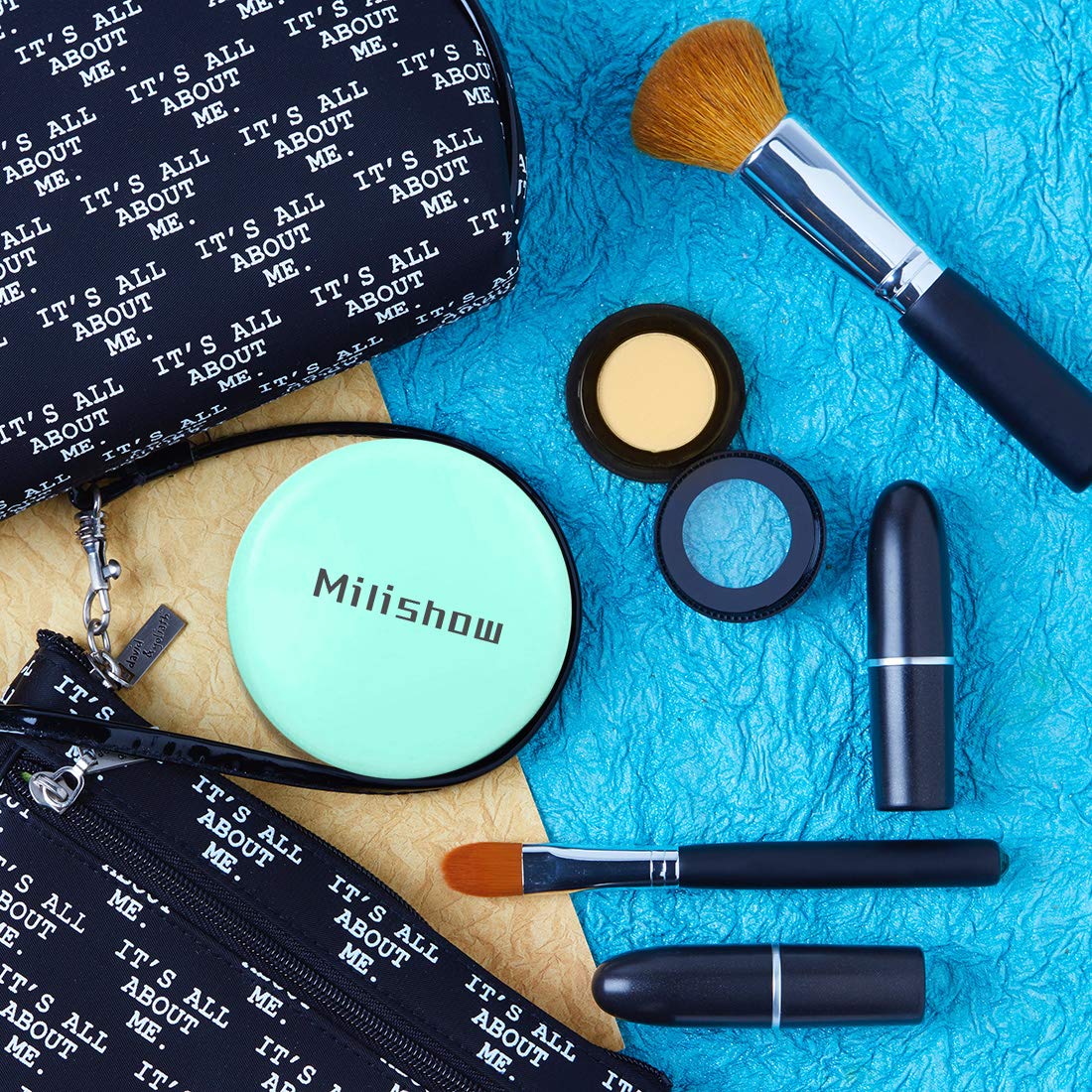 Milishow Compact Mirror with LED Light,1x/10x Magnifying Rechargeable Mirror,3.5in, Dimmable Travel Mirror for Purse,Pocket,Handheld 2-Sided Makeup