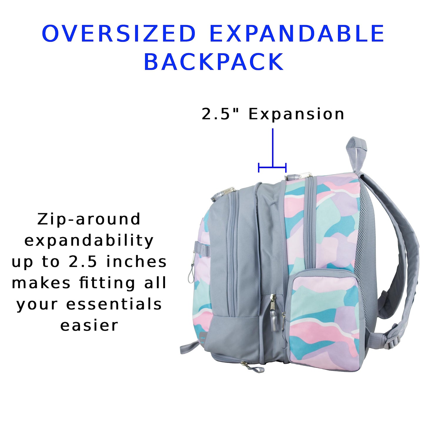 Eastsport Extra Large Backpack Expandable Oversized for Travel Hiking Work Camping Sports Outdoors with Drawstring Bag Mochila De Viaje Abstract Joyful