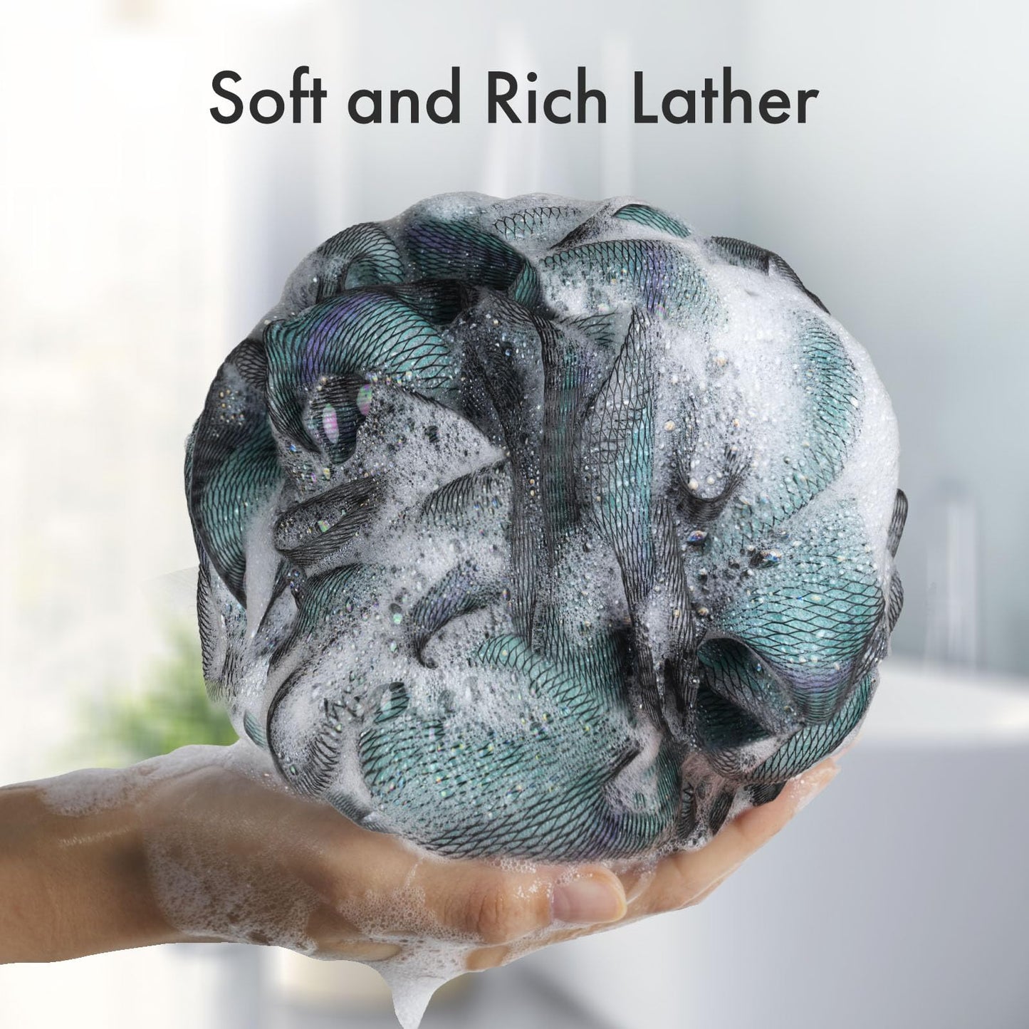 AmazerBath Charcoal Loofah Sponge, Large Shower Loofah 75g/PCS - Body Scrubber Loofa Set of 4 - Charcoal Blue, Green, Purple & Red, Bath Sponge Beauty and Personal Care AmazerBath