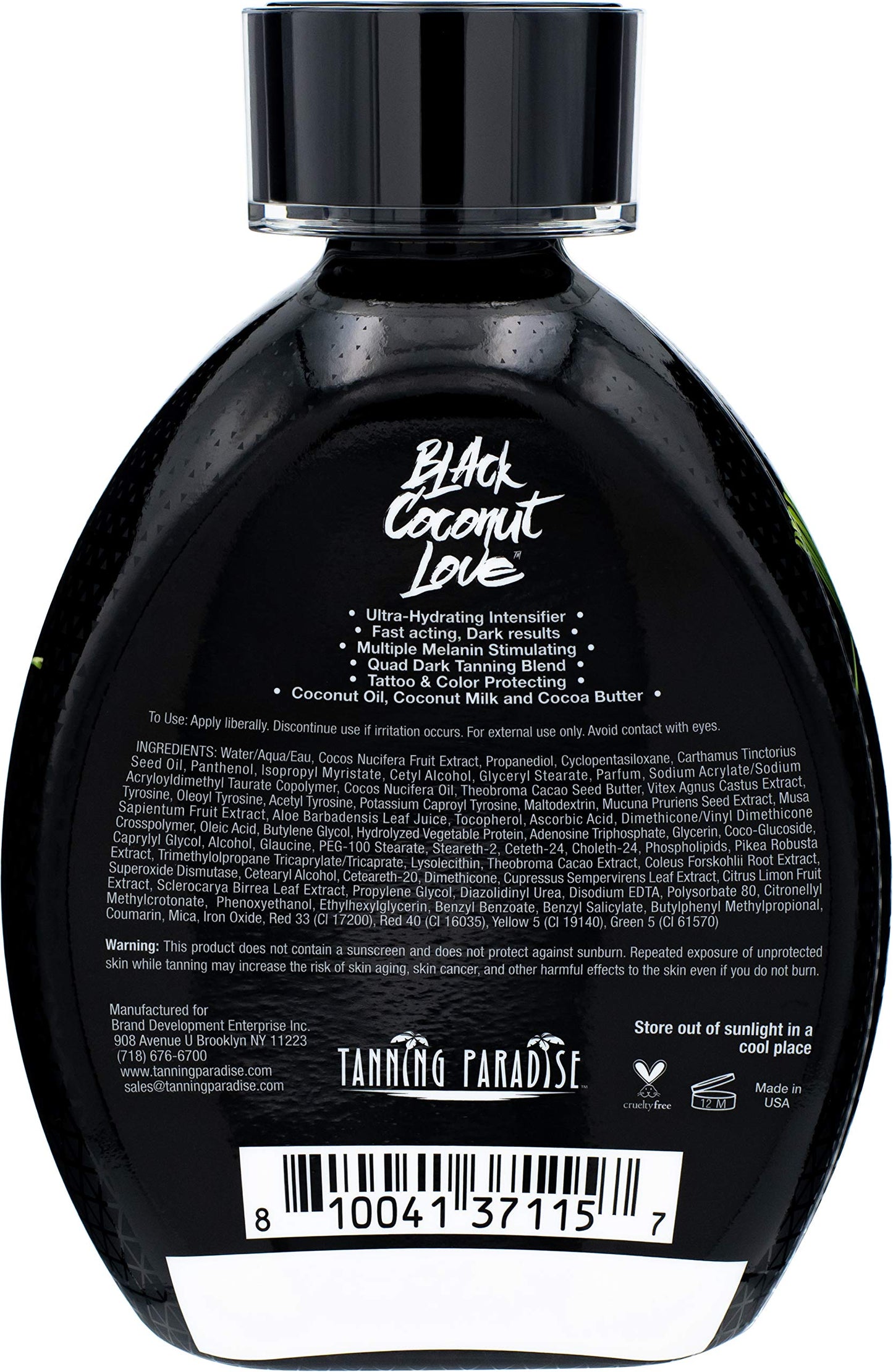 Tanning Paradise Black Coconut Love Tanning Lotion | Coconut Oil | Age-Defying | Tattoo Protecting Formula | Ultra Hydrating Dark Tanning Lotion