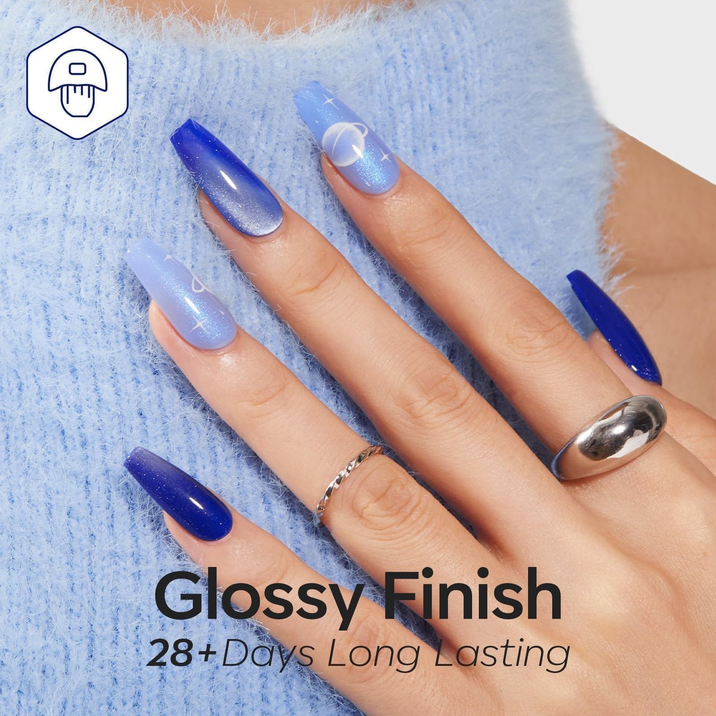 modelones Blue Gel Nail Polish, 6 Colors Spring Summer Hema Free Pastel Royal Navy Sky Icy Klein Dark Blue Glitter Gel Polish Galaxy 9D Cat Eye Nail Beauty and Personal Care modelones