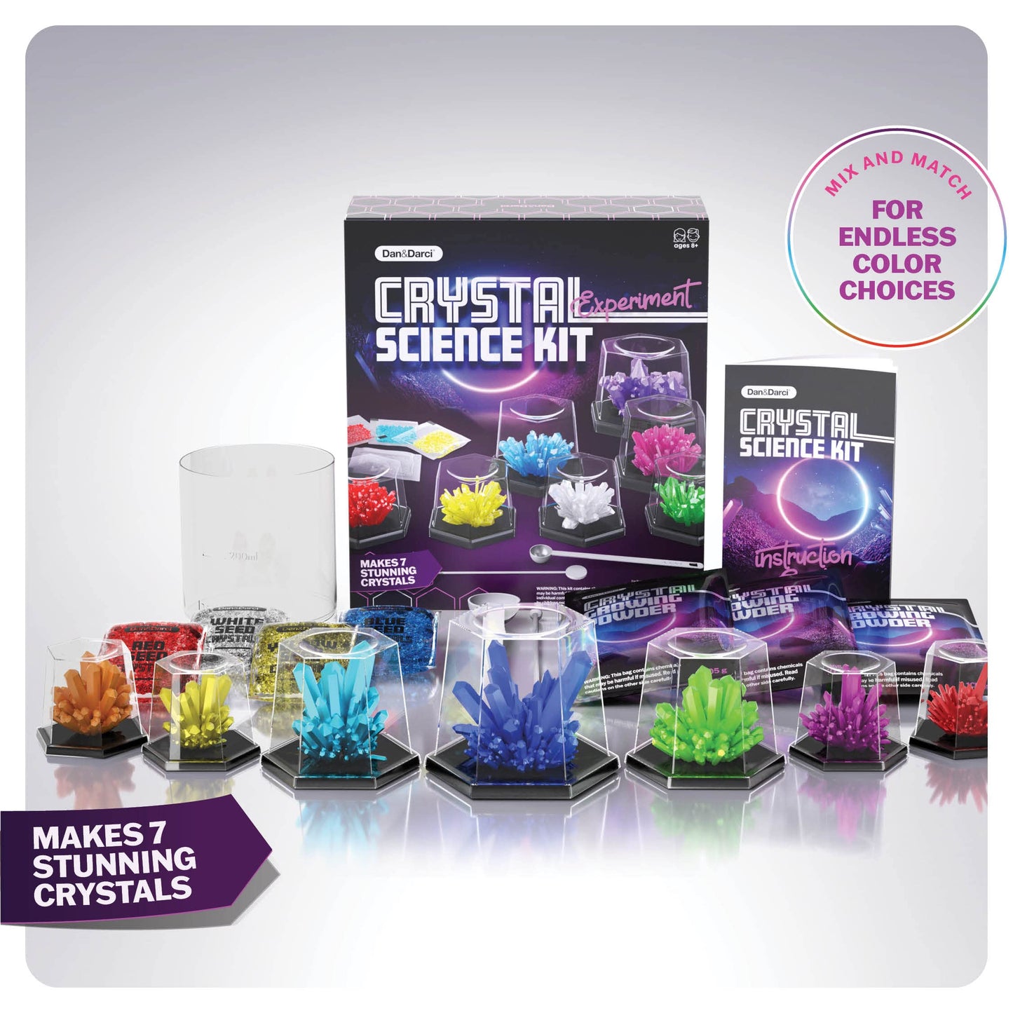 Dan&Darci Crystal Growing Kit for Kids – Fun Science Experiment Gift for Boys & Girls Ages 8–14, Cool Arts & Crafts STEM Project Toy