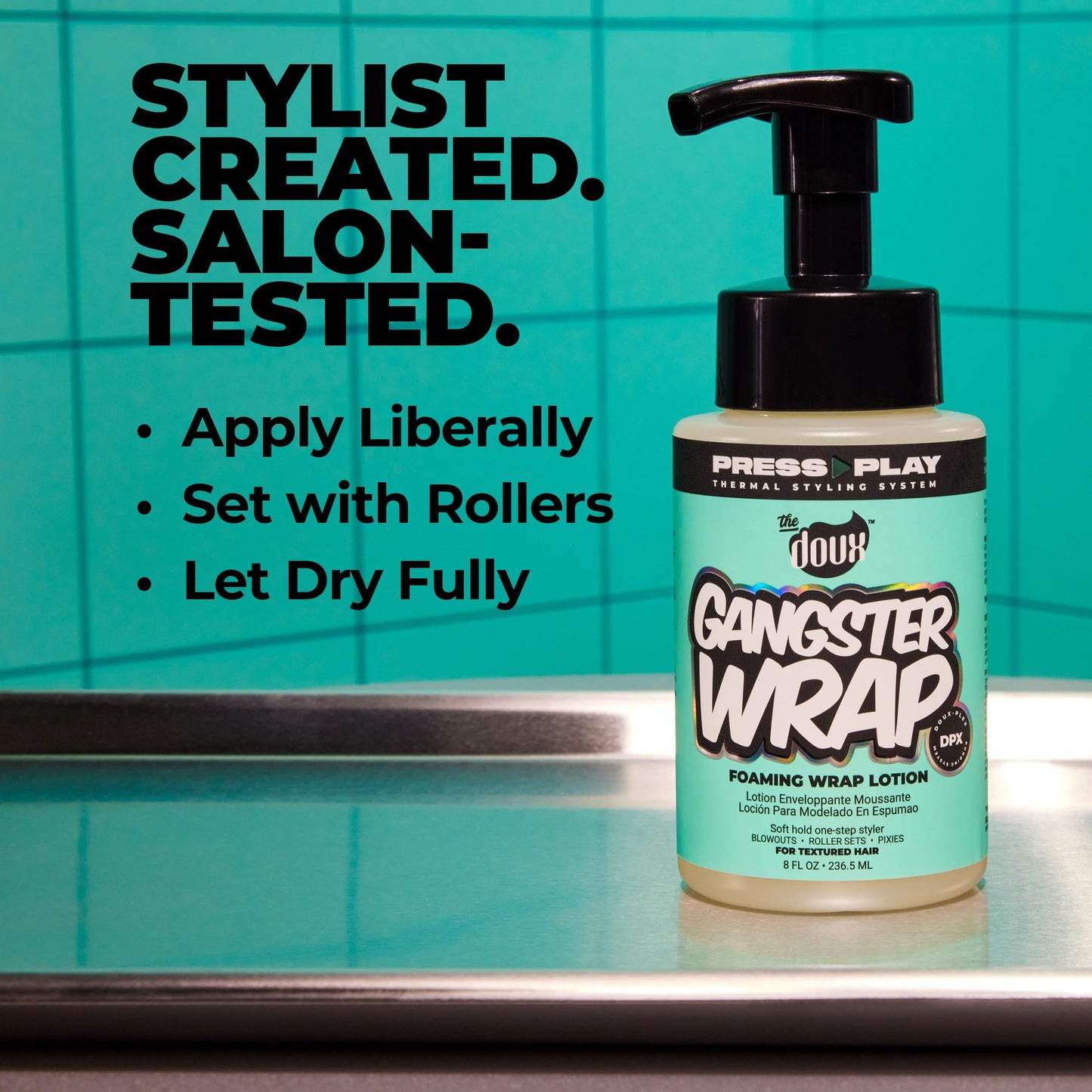 The Doux GANGSTER WRAP Foaming Wrap Lotion - Mousse for Curly Hair - One-Step Styler for Blowouts, Roller Sets, and Pixies