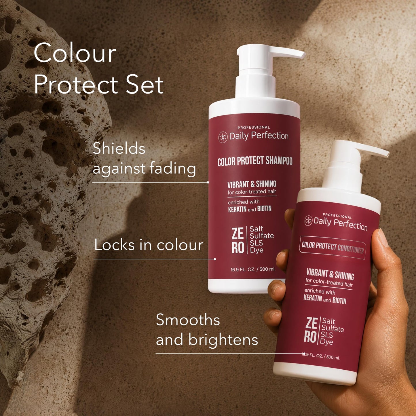 Daily Perfection Color Protect Shampoo and Conditioner Set - Vibrant and Shining Hair Care,Treated Hair with Biotin and Keratin - Salt, Sulfate